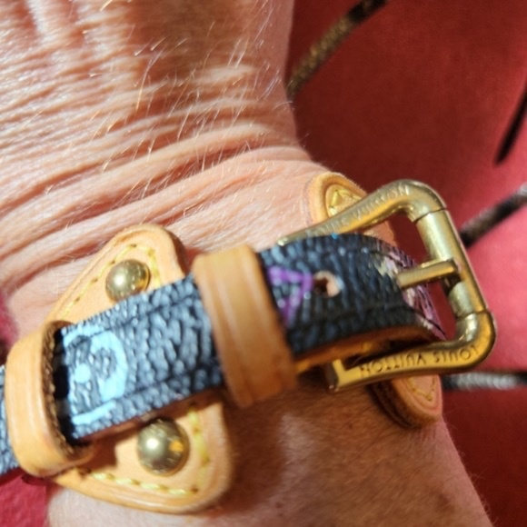 AUTHENTC WITH SERIAL CODE MONO. LOUIS VUITTON MURAKAMI BUCKLE LEATHER BRACELET. - Picture 4 of 8